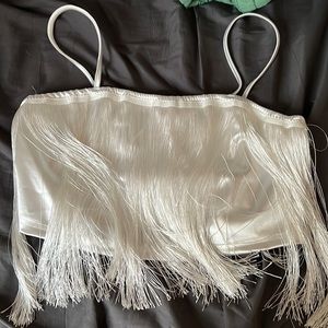 (3/$15) 🌟 White Crop Top with Fringe